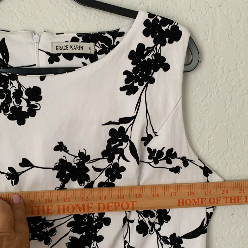 Grace Karin Black White Sleeveless A-Line Midi Dress Size 2XL - Picture 4 of 9